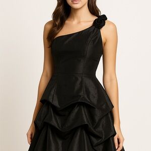 Daisy Y2K size XL black One-Shoulder Rosette .Fliral Cocktail bubble dress.